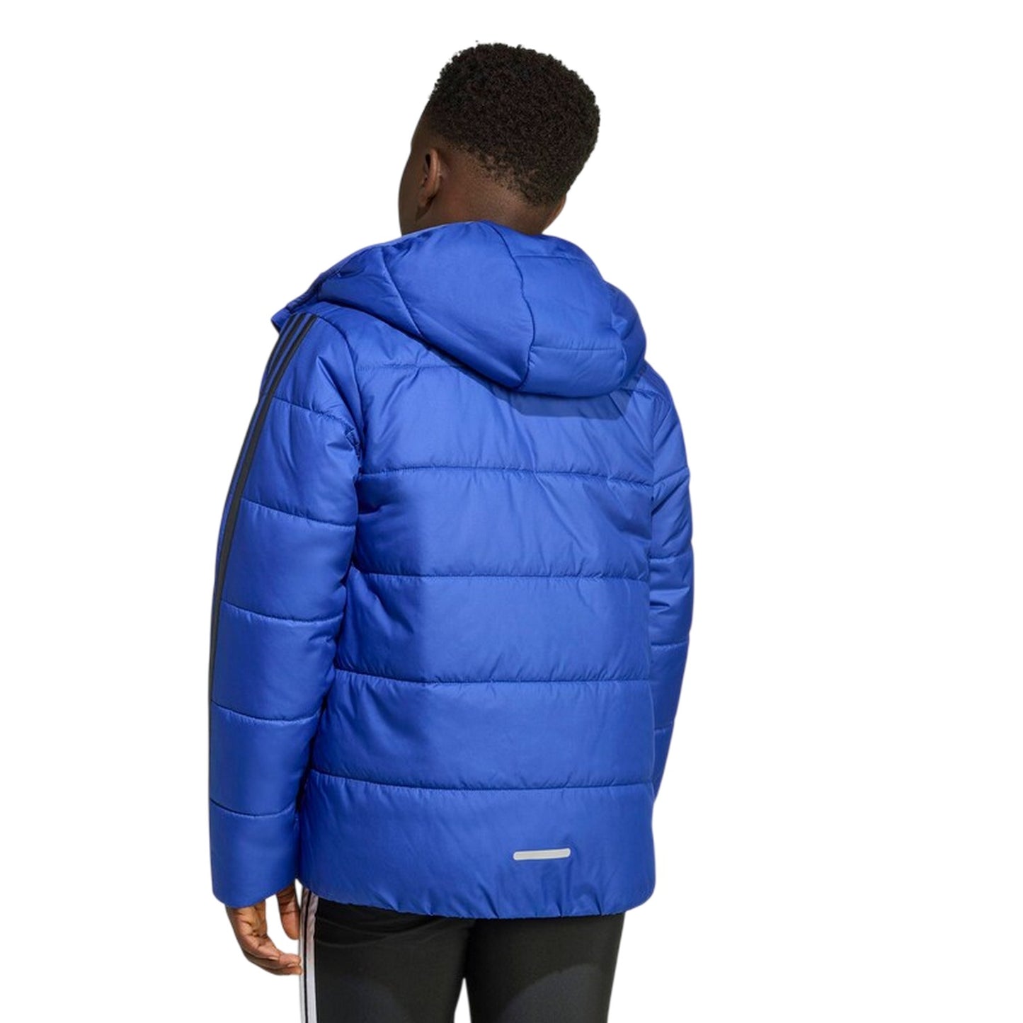 Blue-Black - Back - Adidas Childrens-Kids Essentials 3 Stripes Hooded Jacket
