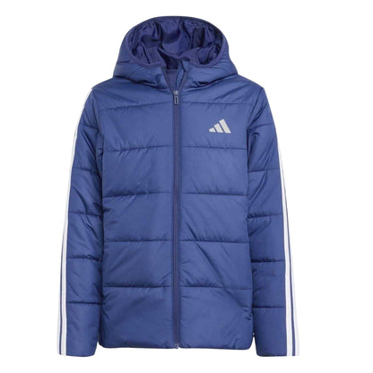 Dark Blue - Front - Adidas Childrens-Kids Essentials 3 Stripes Hooded Jacket