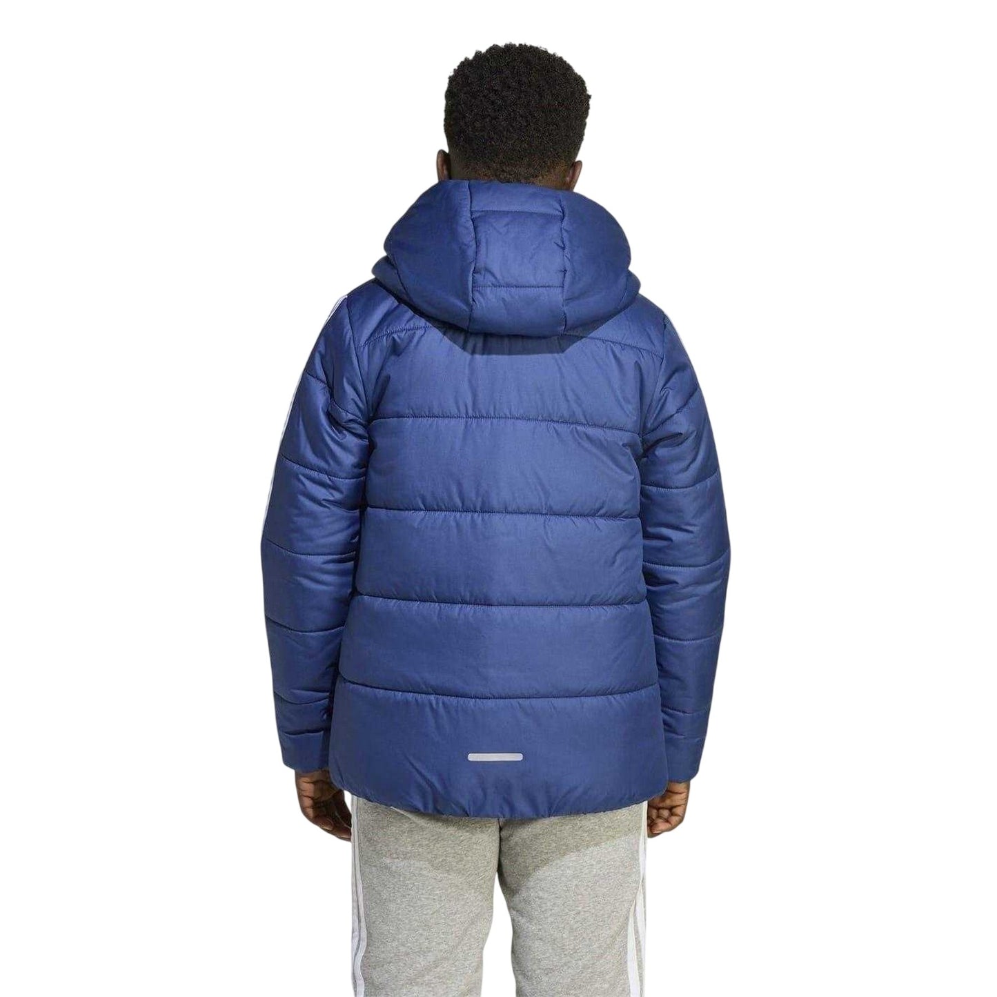 Dark Blue - Back - Adidas Childrens-Kids Essentials 3 Stripes Hooded Jacket