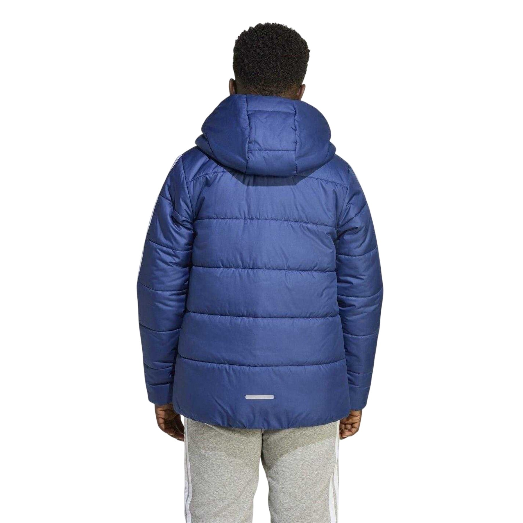 Dark Blue - Back - Adidas Childrens-Kids Essentials 3 Stripes Hooded Jacket