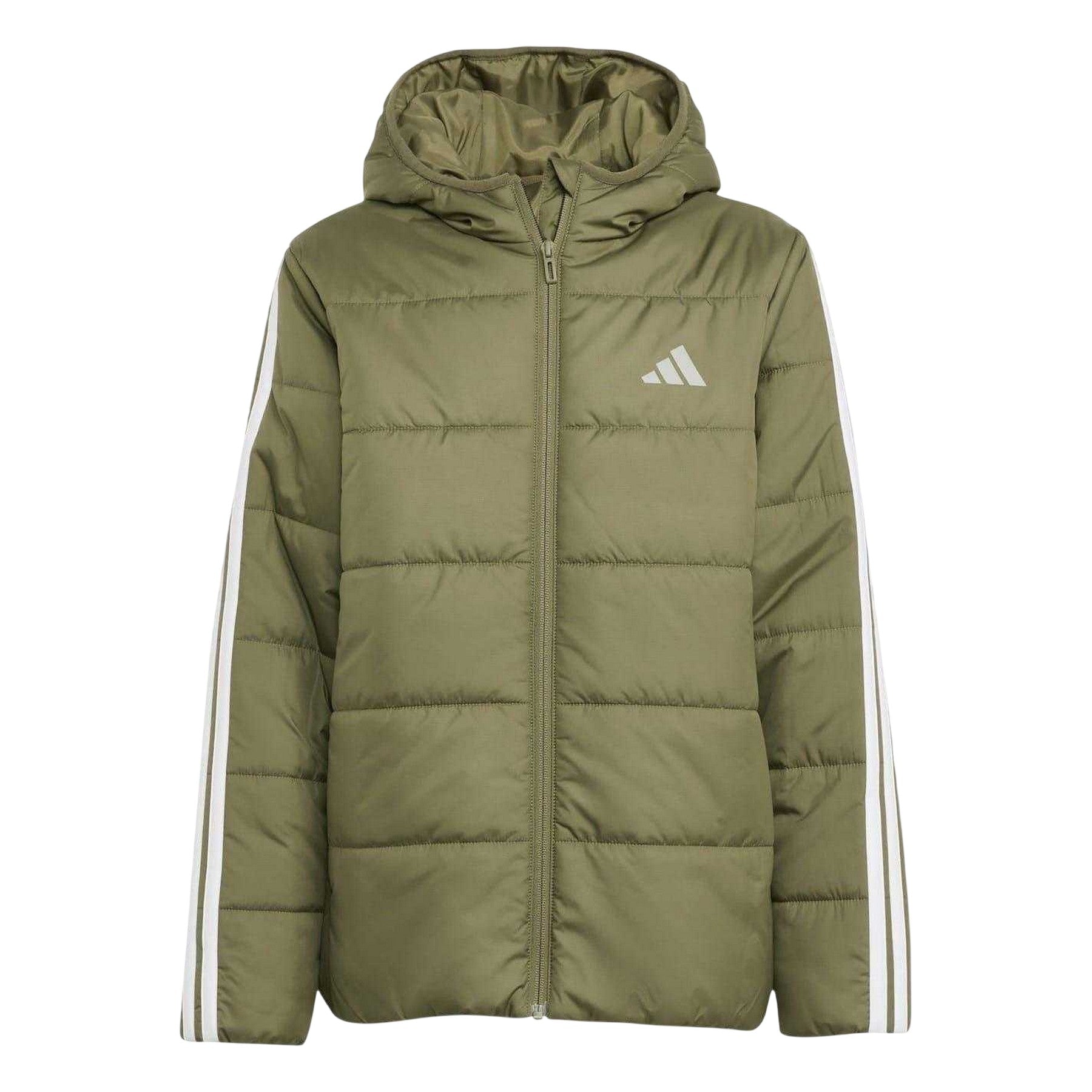 Khaki - Front - Adidas Childrens-Kids Essentials 3 Stripes Hooded Jacket