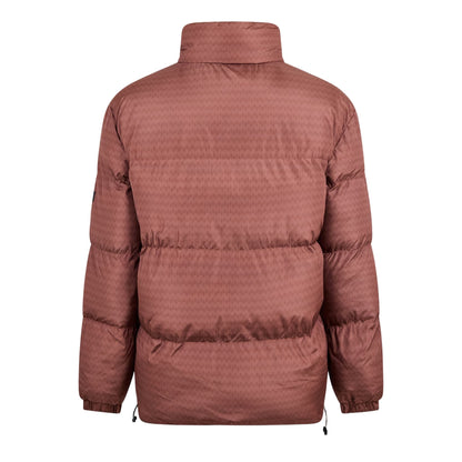 Brown - Back - NY Concept Mens Textured Zip Pocket Puffer Jacket