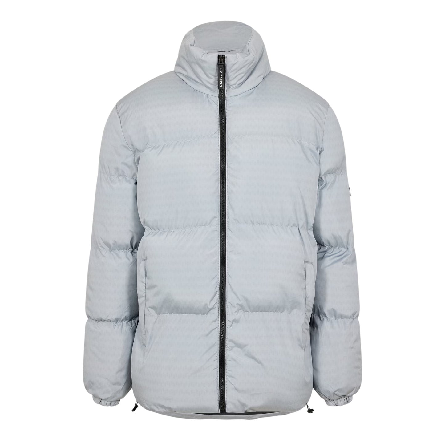 Grey - Front - NY Concept Mens Textured Zip Pocket Puffer Jacket