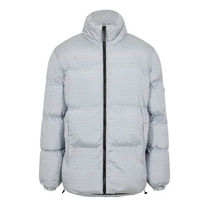 Grey - Front - NY Concept Mens Textured Zip Pocket Puffer Jacket
