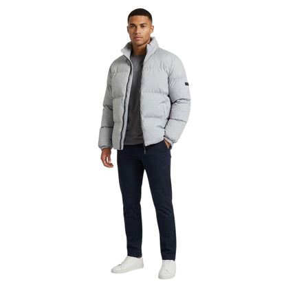 Grey - Side - NY Concept Mens Textured Zip Pocket Puffer Jacket