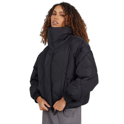 Black - Front - Brave Soul Womens-Ladies Diamond Quilt Padded Jacket