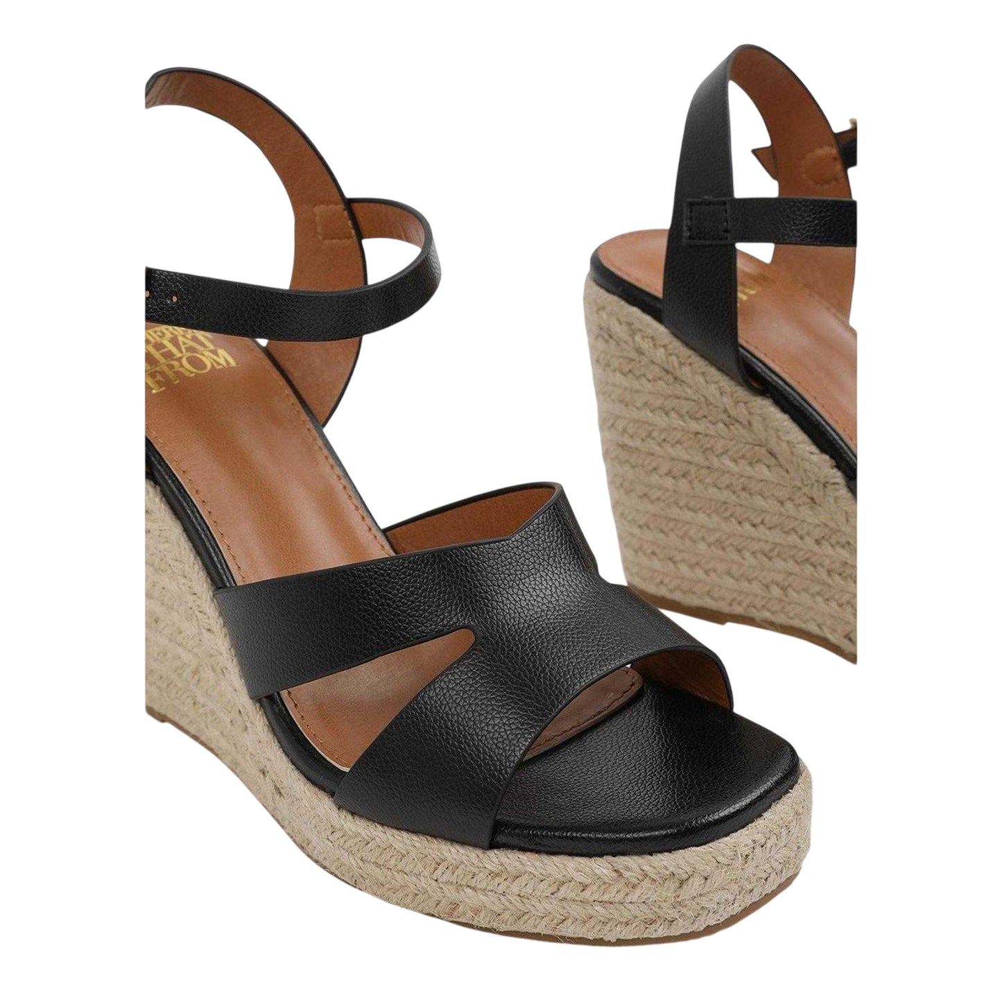 Black - Back - Where´s That From Womens-Ladies Jamie Cut Out Strap Wedge Sandals