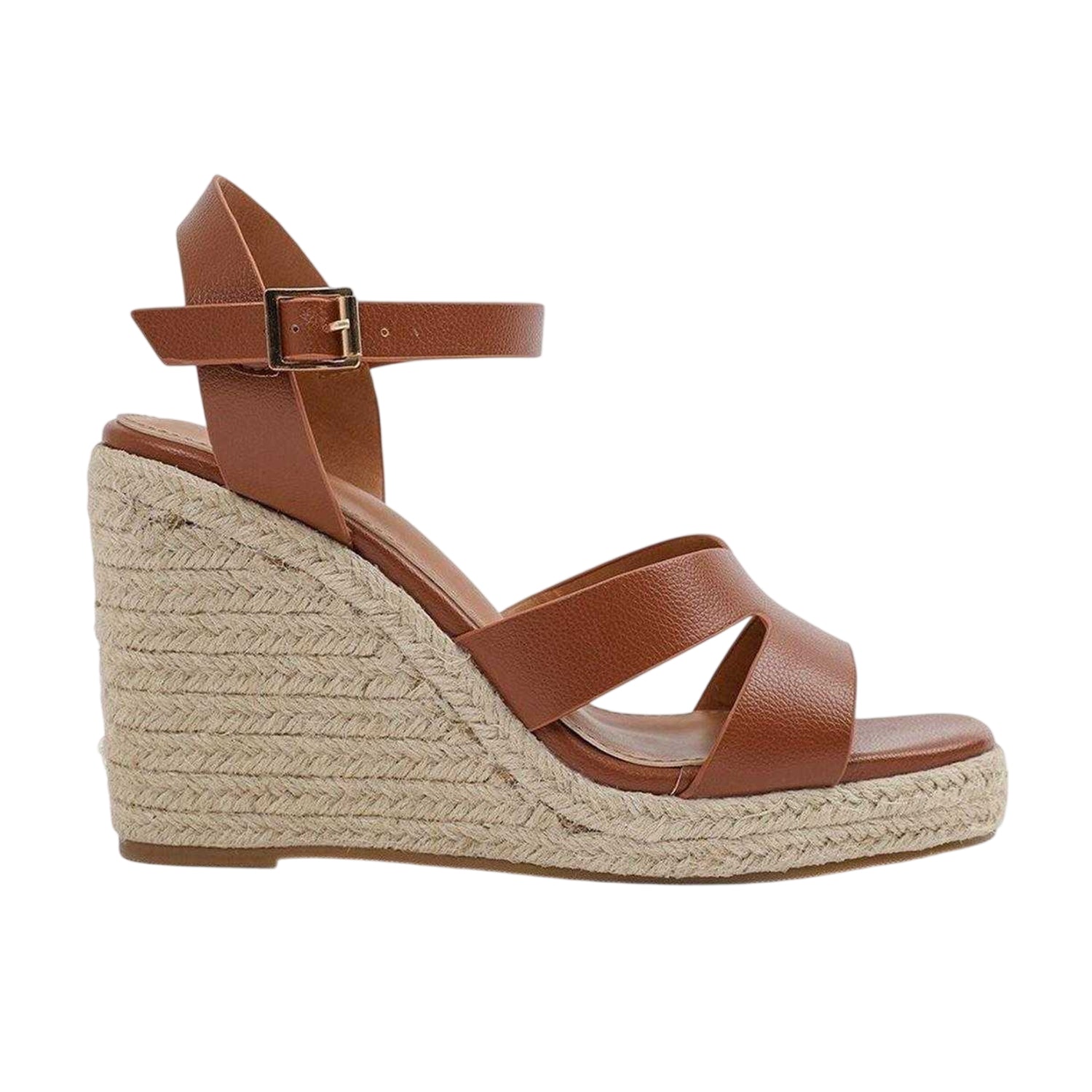 Tan - Front - Where´s That From Womens-Ladies Jamie Cut Out Strap Wedge Sandals