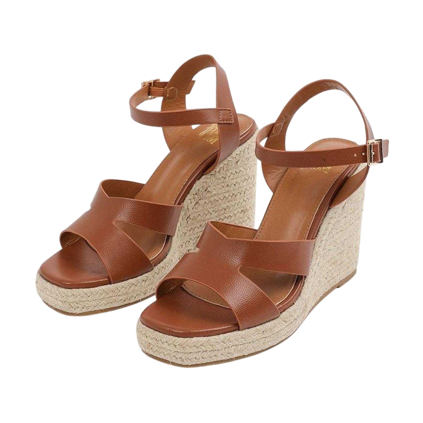 Tan - Side - Where´s That From Womens-Ladies Jamie Cut Out Strap Wedge Sandals