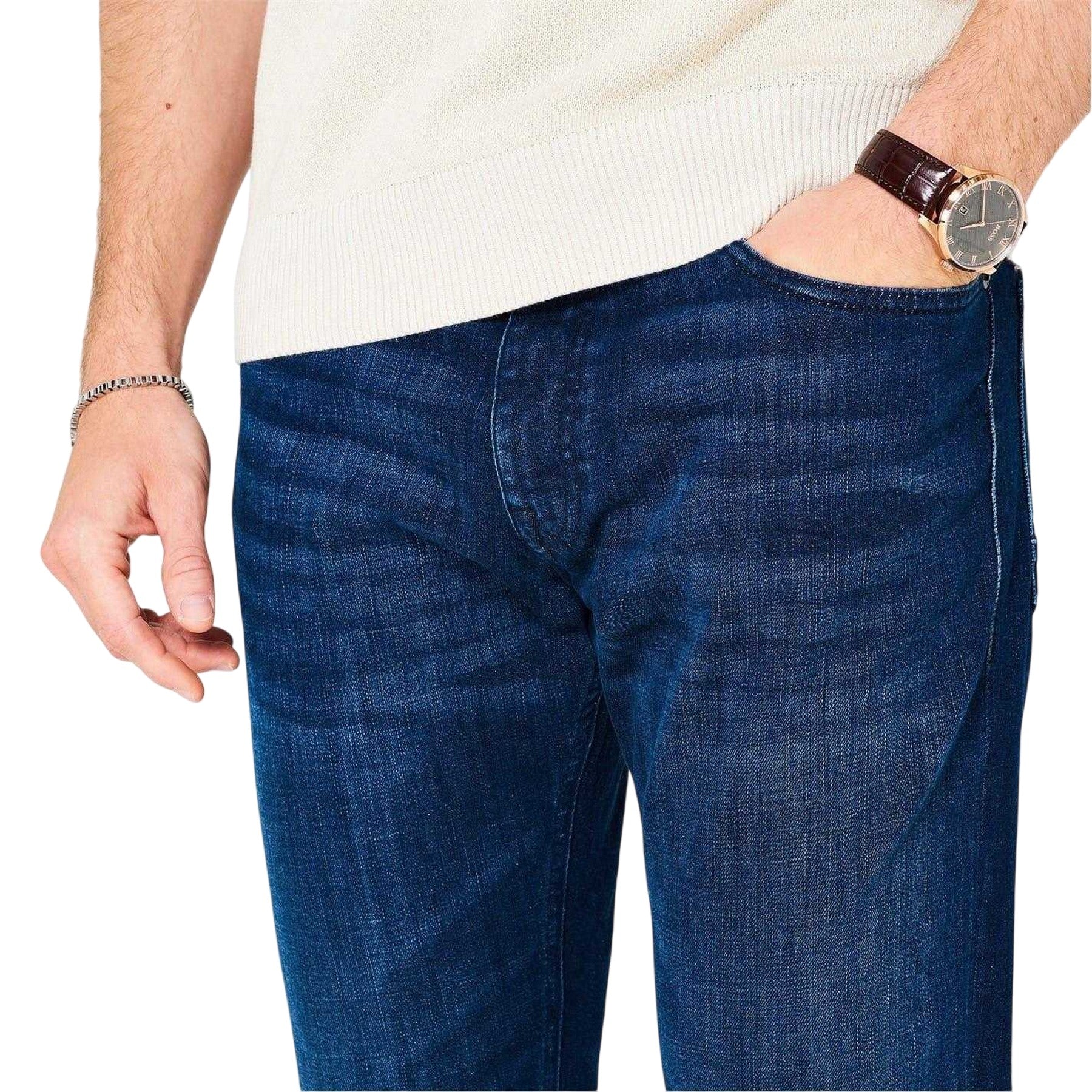 Atlantic Blue - Side - Boss Mens Delaware Plain Slim Jeans