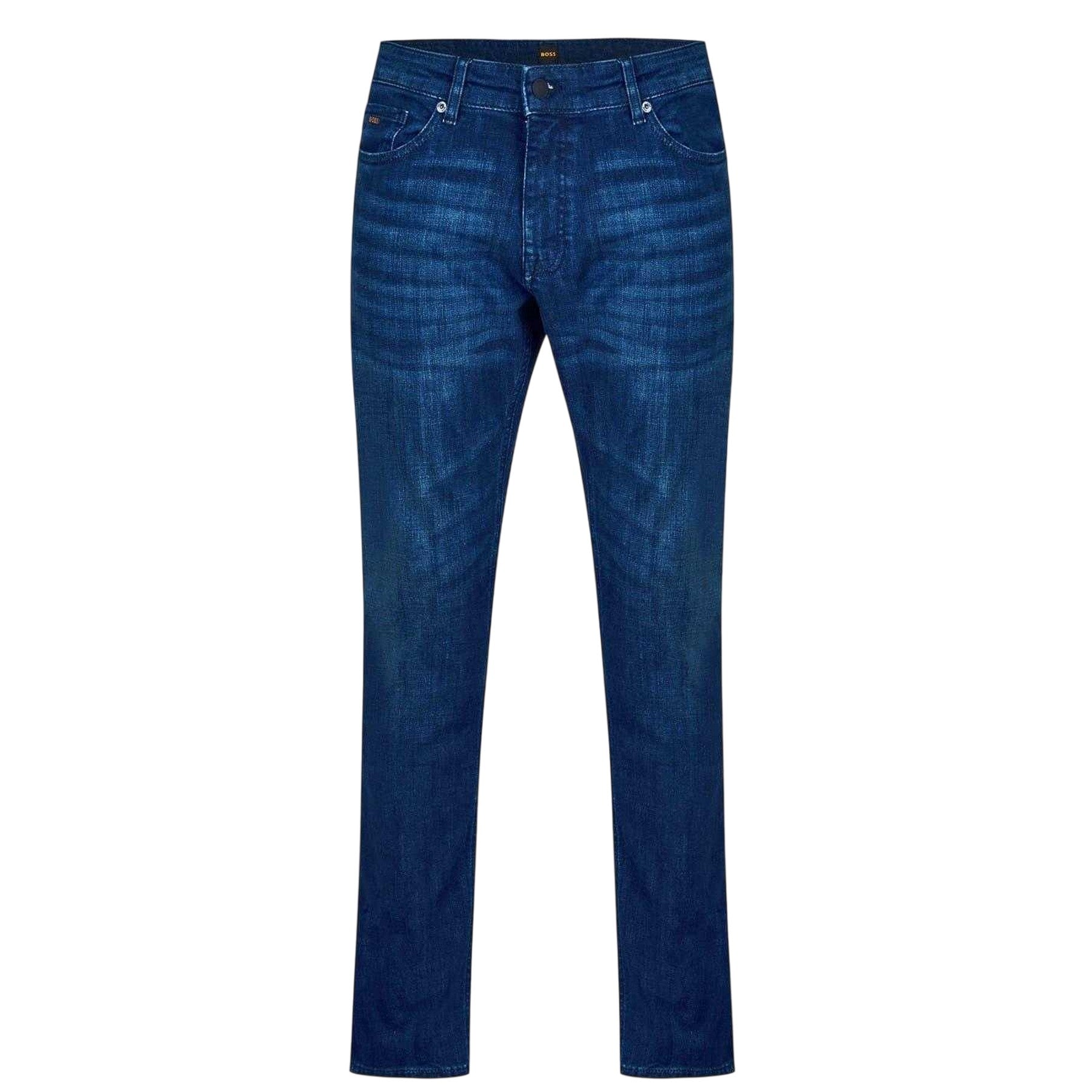 Atlantic Blue - Front - Boss Mens Delaware Plain Slim Jeans