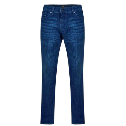 Atlantic Blue - Front - Boss Mens Delaware Plain Slim Jeans