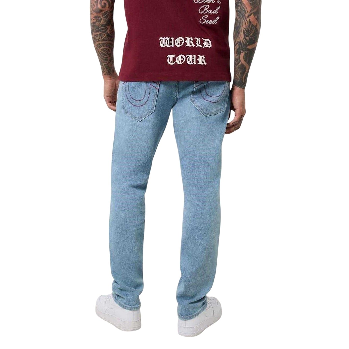 Light Blue Washed - Back - True Religion Mens Denim Slim Jeans