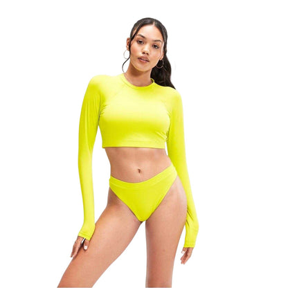 Yellow - Lifestyle - Speedo Womens-Ladies High Waist Swim Briefs