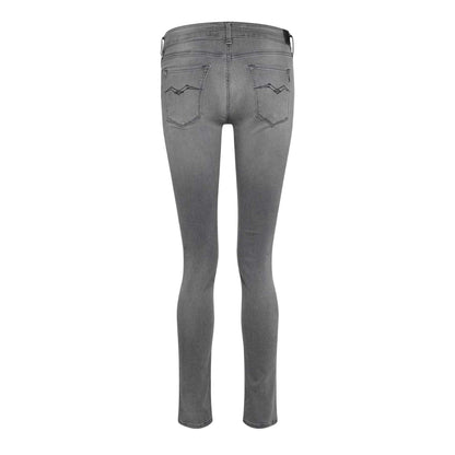Grey - Back - Replay Womens-Ladies New Luz Plain Skinny Jeans