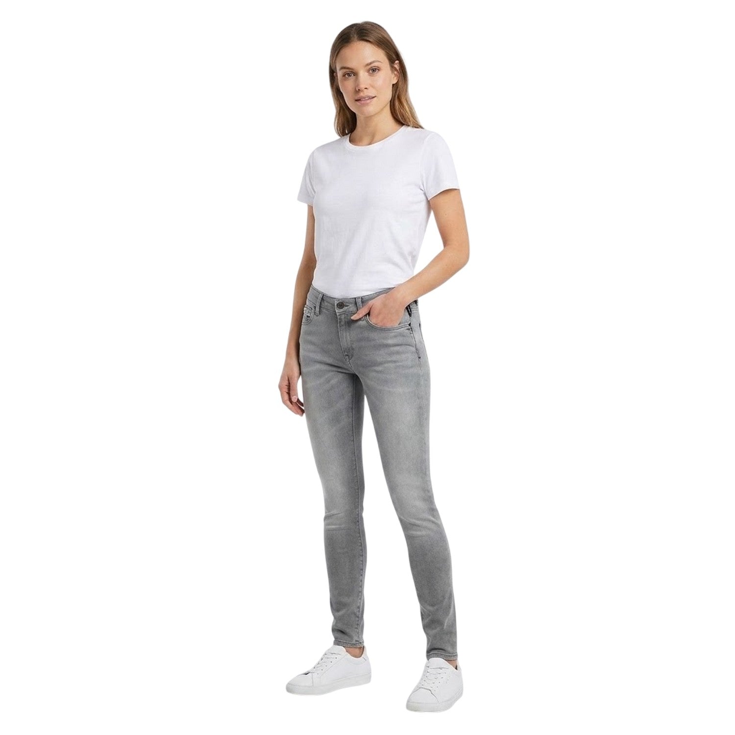 Grey - Lifestyle - Replay Womens-Ladies New Luz Plain Skinny Jeans