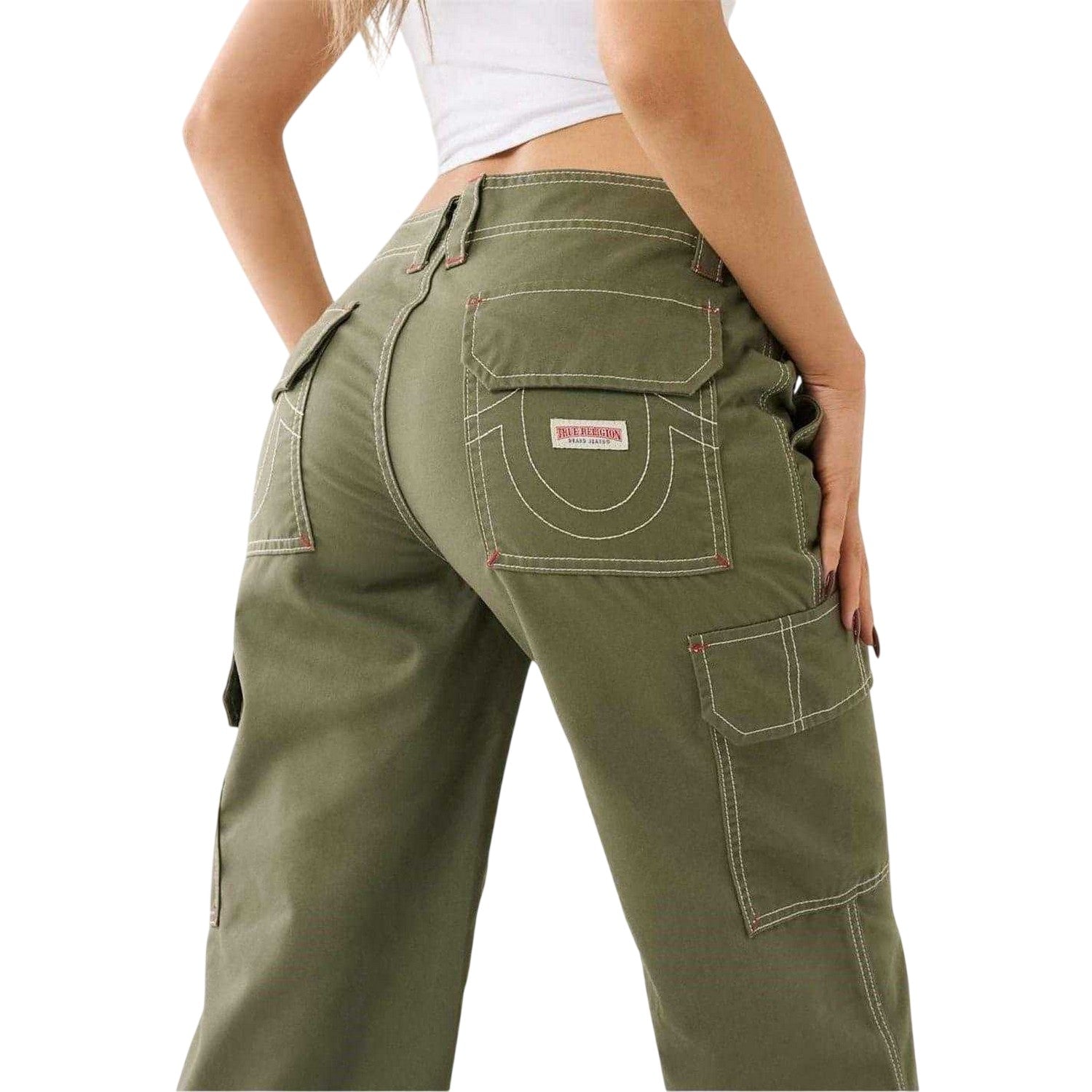 Kalamata - Side - True Religion Womens-Ladies Military Wide Leg Oversized Cargo Trousers