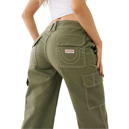 Kalamata - Side - True Religion Womens-Ladies Military Wide Leg Oversized Cargo Trousers