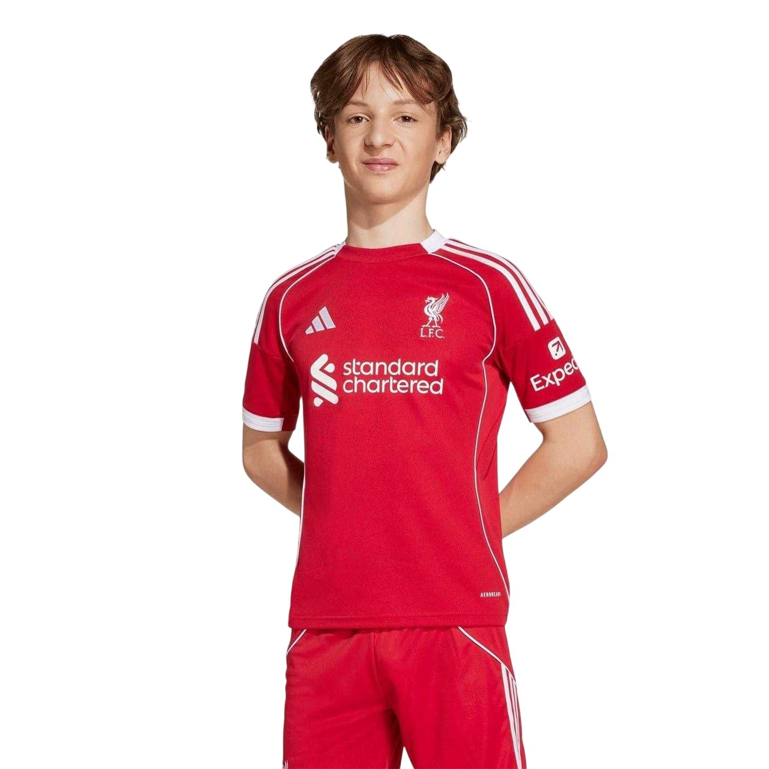 Red - Side - Adidas Childrens-Kids 2025-2026 Liverpool FC Home Shirt