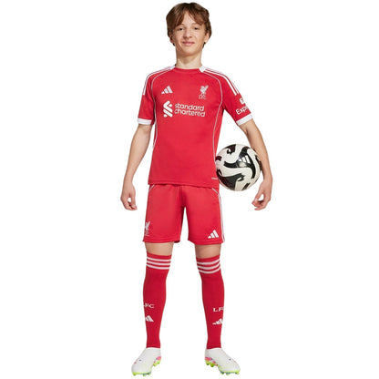 Red - Close up - Adidas Childrens-Kids 2025-2026 Liverpool FC Home Shirt