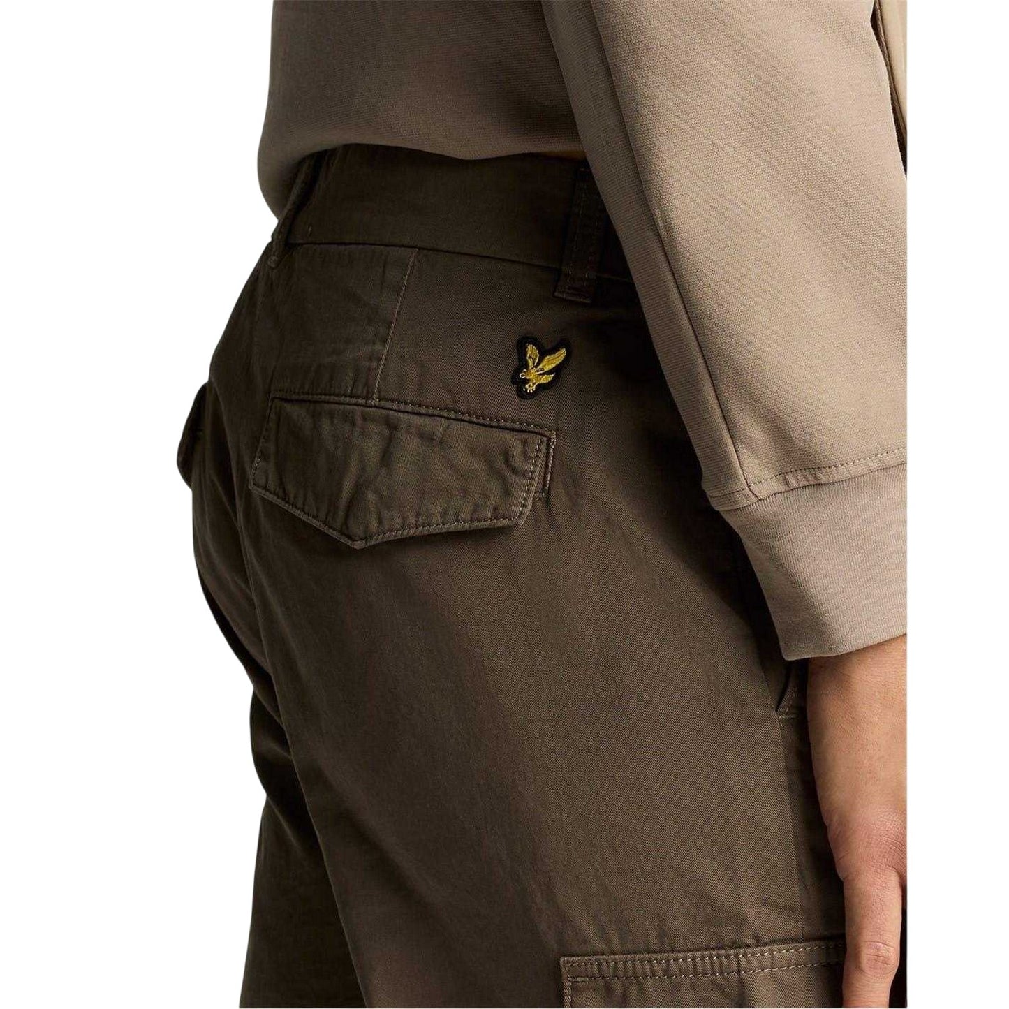 Khaki Ash - Side - Lyle & Scott Mens Relaxed Fit Cargo Trousers