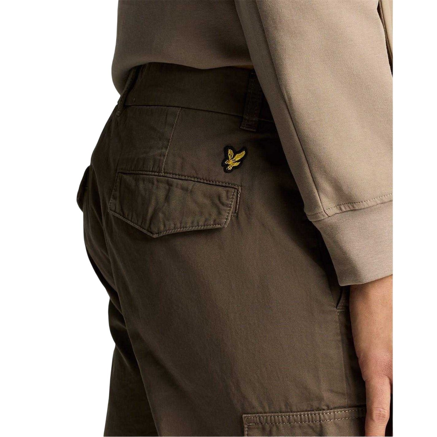 Khaki Ash - Side - Lyle & Scott Mens Relaxed Fit Cargo Trousers