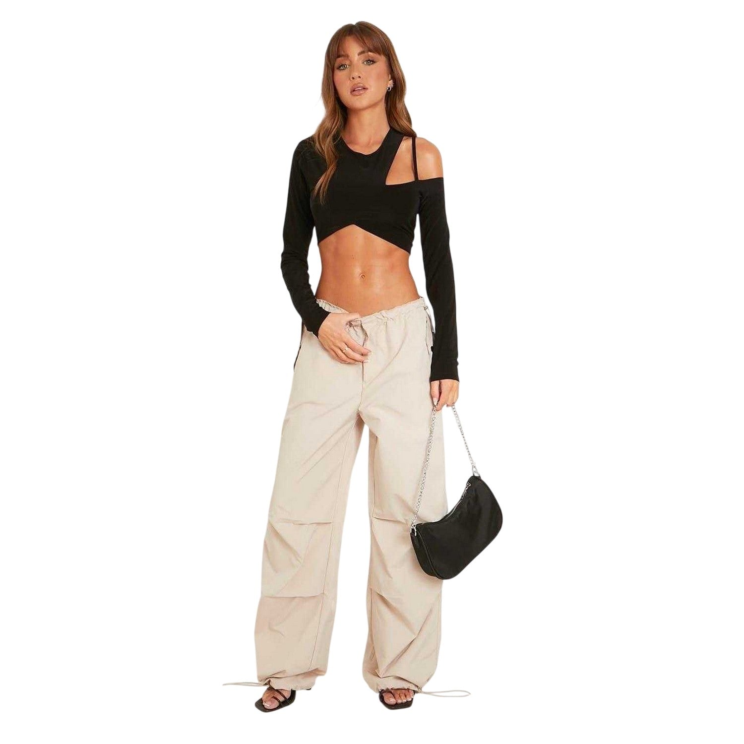 Beige - Lifestyle - Missy Empire Womens-Ladies Baggy Cargo Trousers