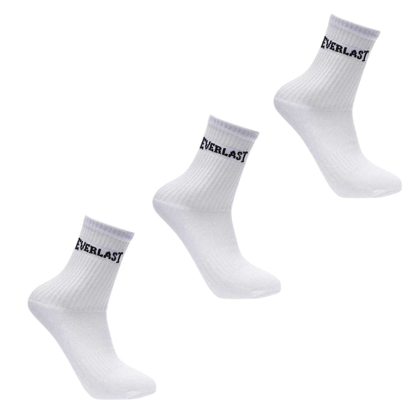 White - Front - Everlast Childrens-Kids Crew Socks (Pack of 3)