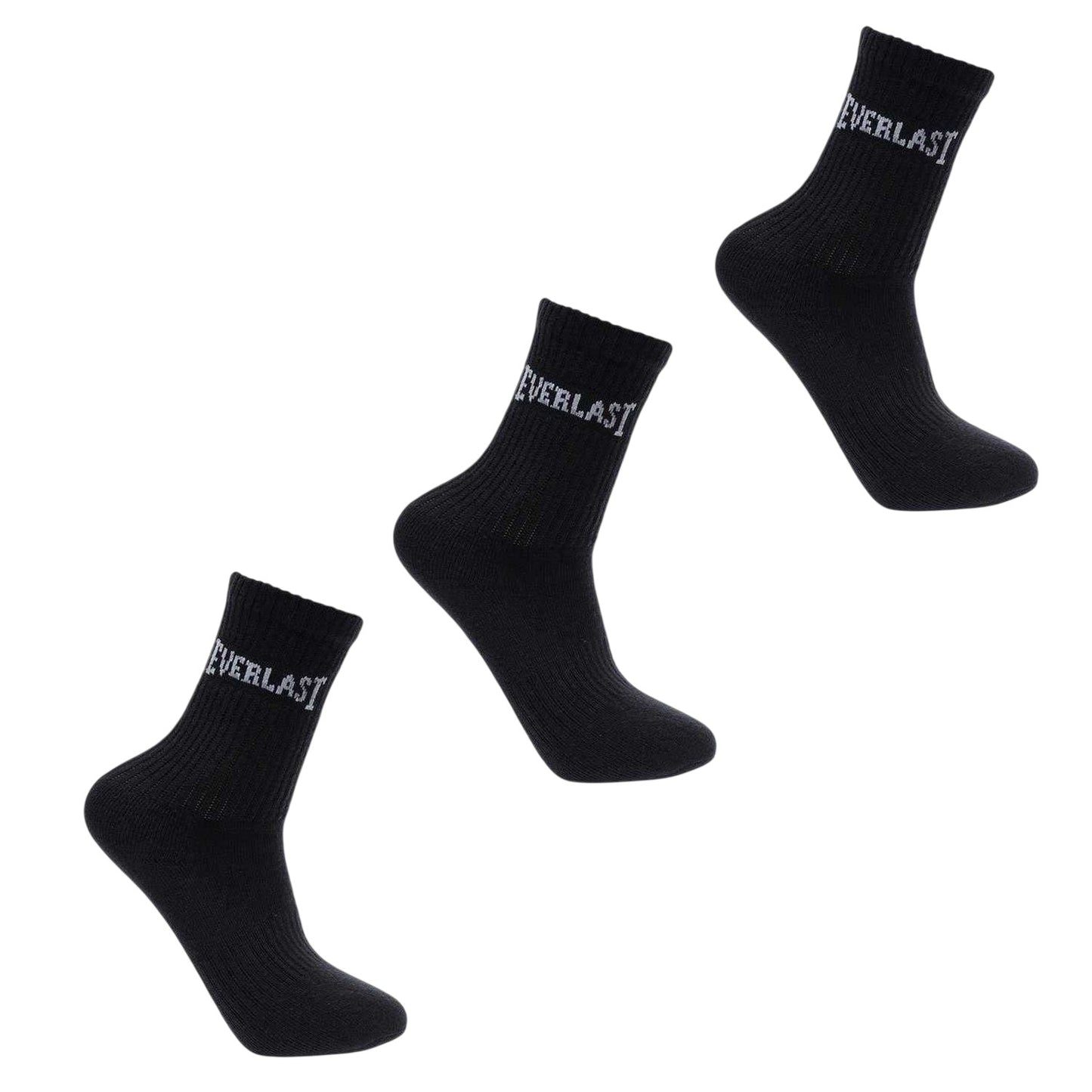 Black - Front - Everlast Childrens-Kids Crew Socks (Pack of 3)