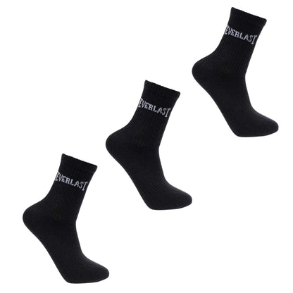 Black - Front - Everlast Childrens-Kids Crew Socks (Pack of 3)