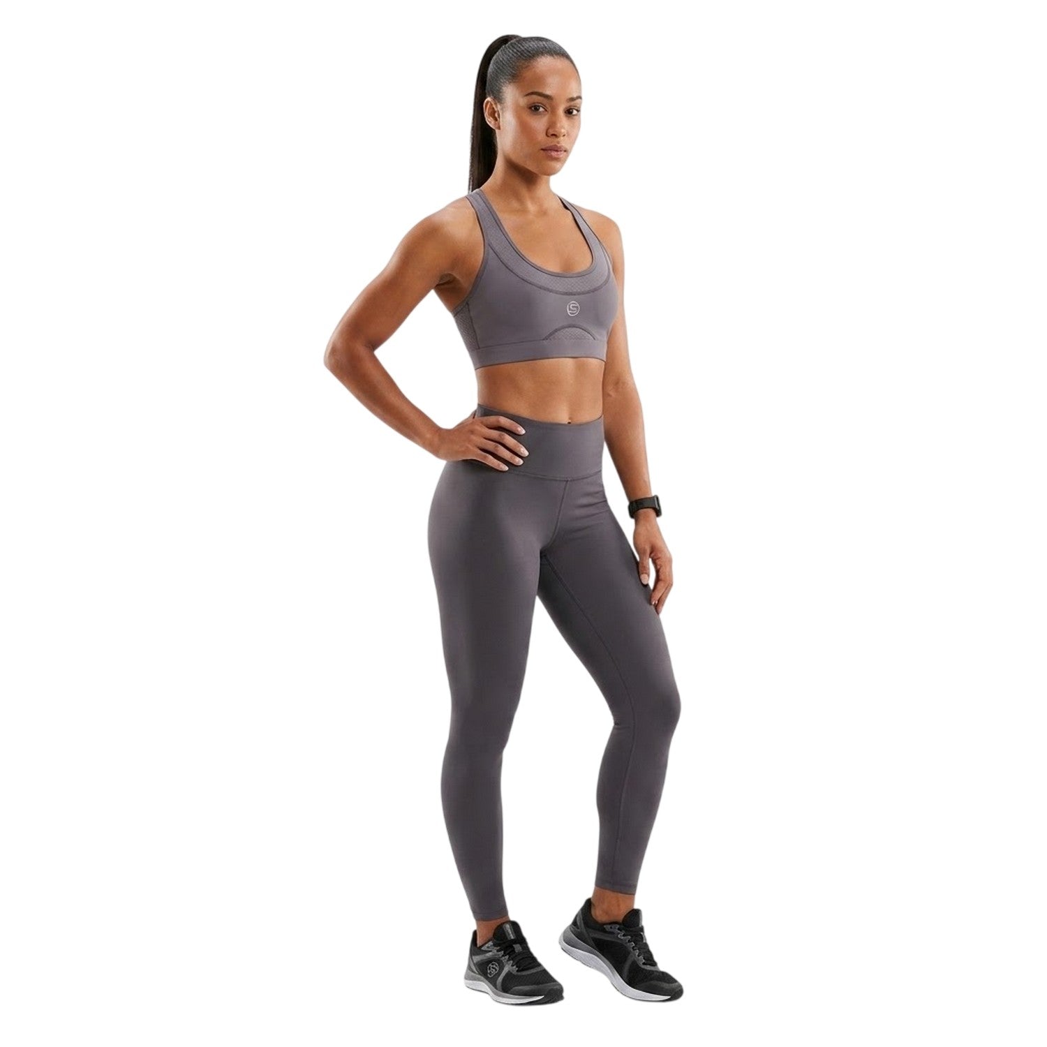 Charcoal - Lifestyle - Skins Womens-Ladies Series-3 Elite Sports Bra