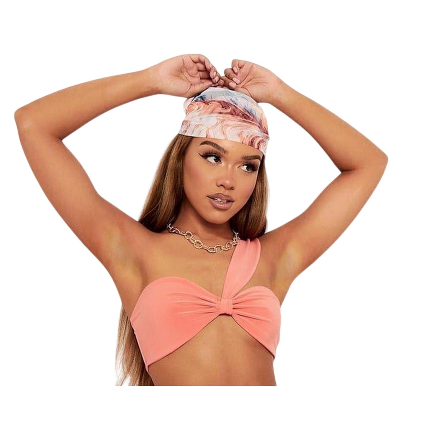 Coral Melange - Side - Missy Empire Womens-Ladies Cross Strap Bralette