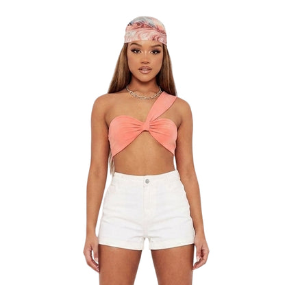 Coral Melange - Front - Missy Empire Womens-Ladies Cross Strap Bralette