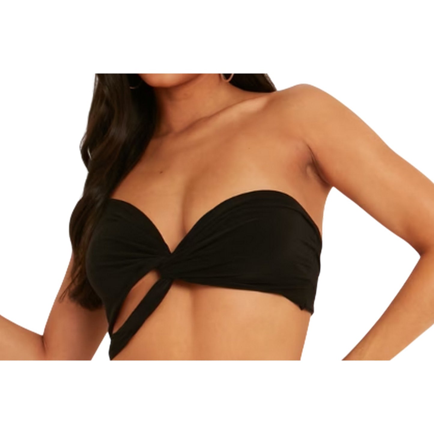 Black - Side - Vixen Womens-Ladies Twist Knot Ruched Bralette Set