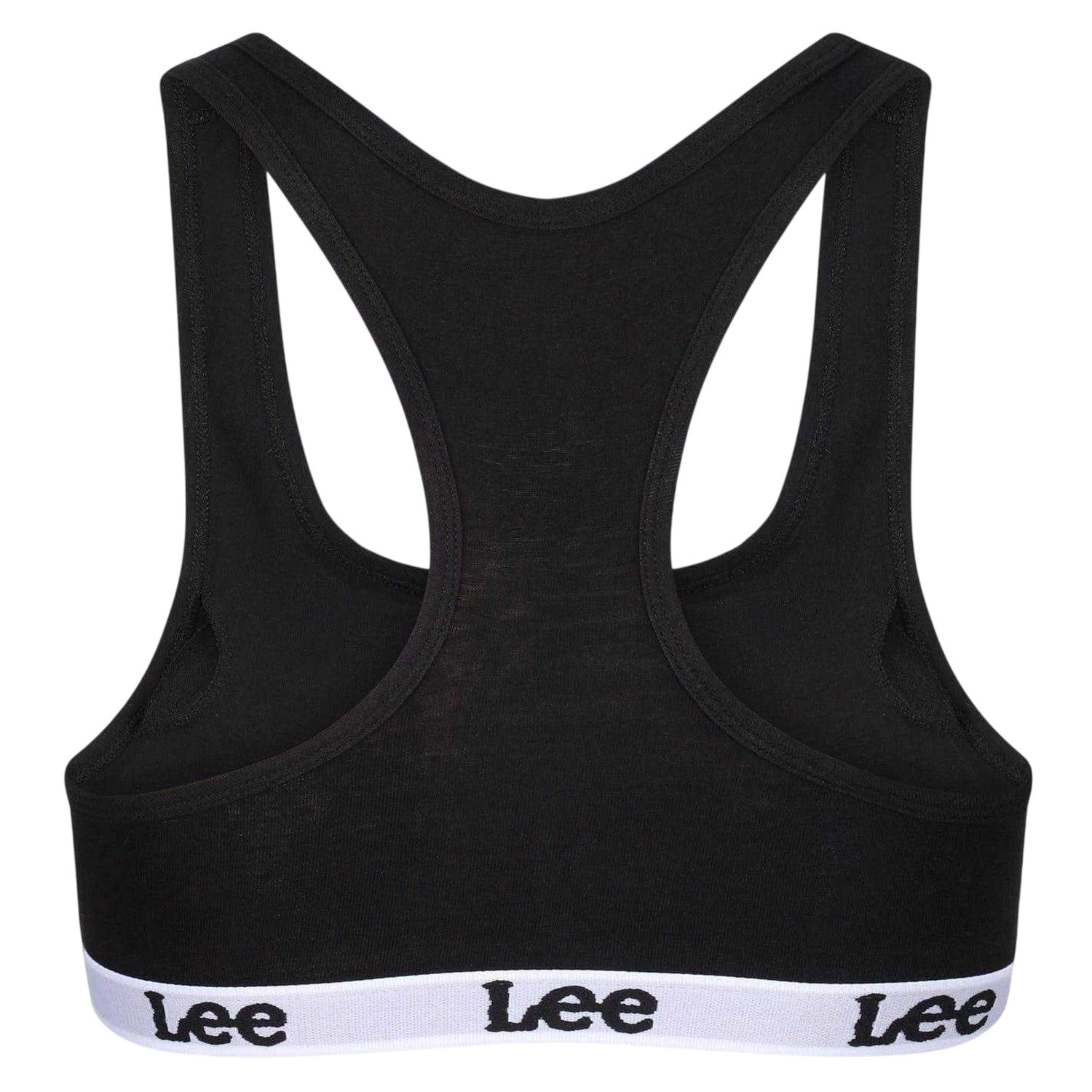 Black - Back - Lee Womens-Ladies Racerback Heather Sports Bra