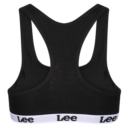 Black - Back - Lee Womens-Ladies Racerback Heather Sports Bra