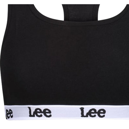 Black - Side - Lee Womens-Ladies Racerback Heather Sports Bra