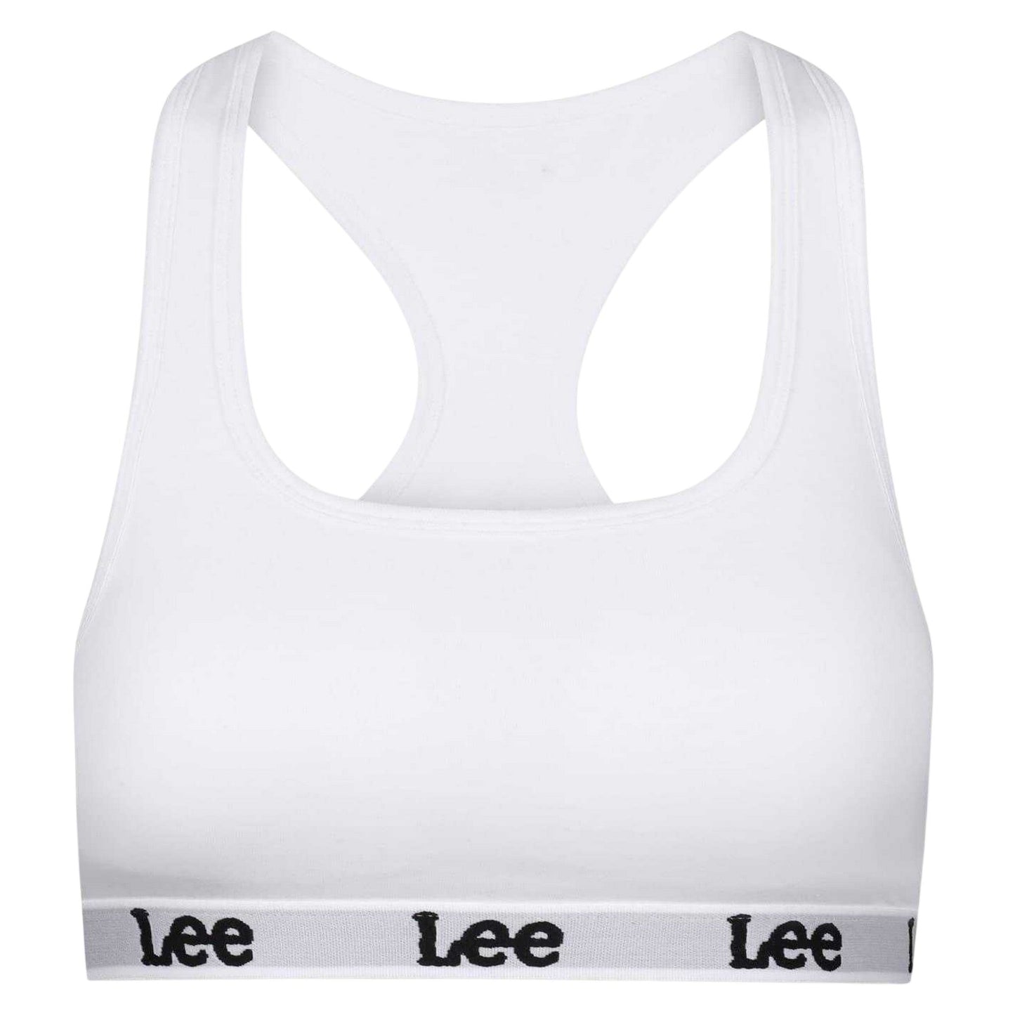 White - Front - Lee Womens-Ladies Racerback Heather Sports Bra