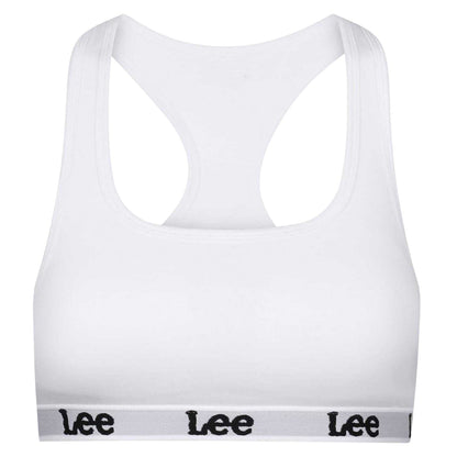 White - Front - Lee Womens-Ladies Racerback Heather Sports Bra
