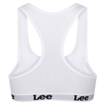 White - Back - Lee Womens-Ladies Racerback Heather Sports Bra