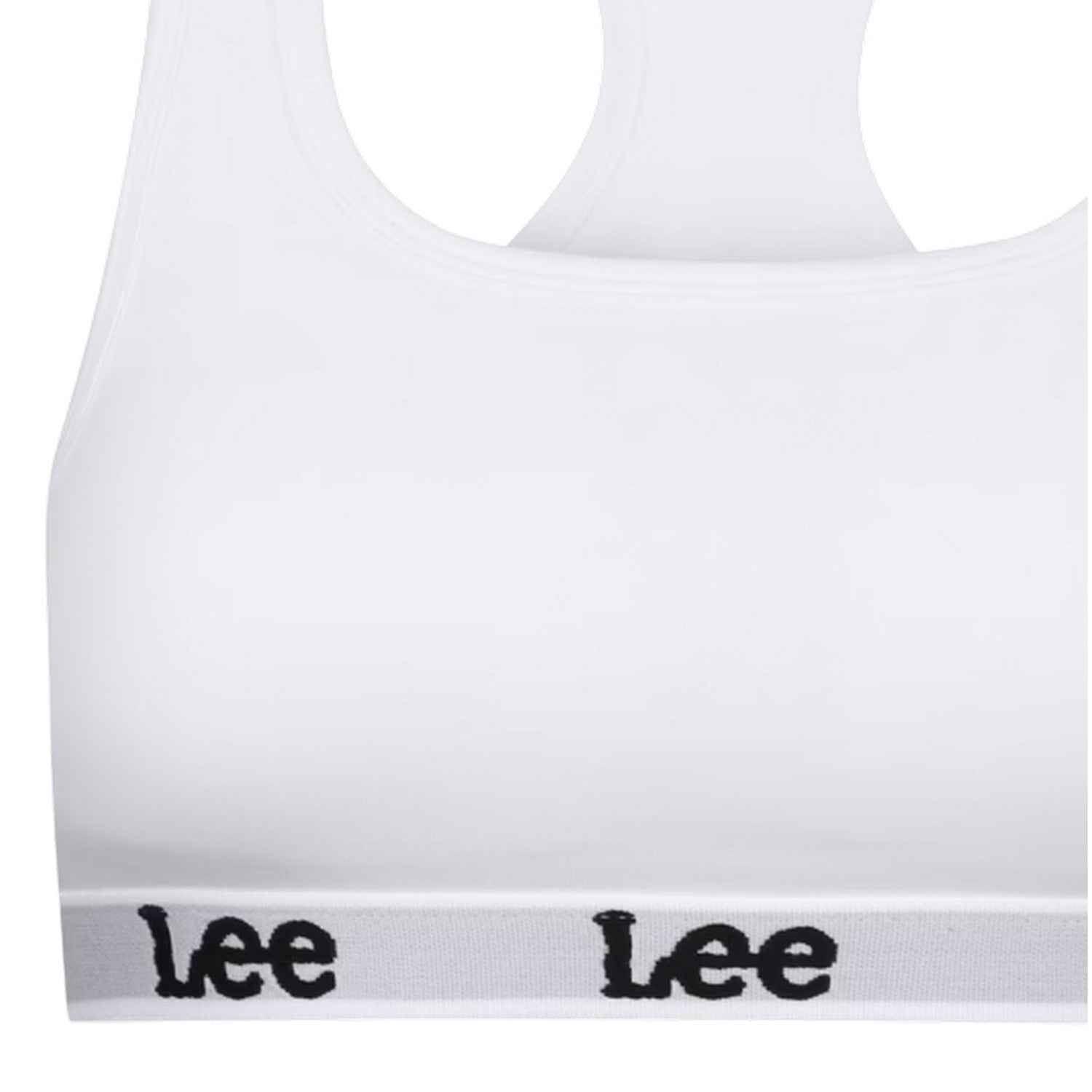 White - Side - Lee Womens-Ladies Racerback Heather Sports Bra