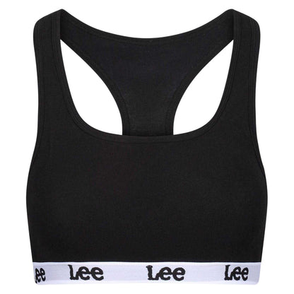 Black - Front - Lee Womens-Ladies Racerback Heather Sports Bra