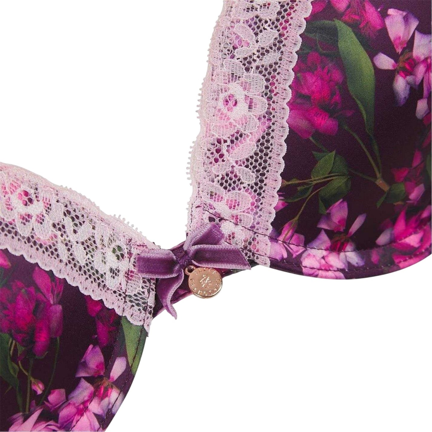 Maroon - Side - Ted Baker Womens-Ladies Floral Push Up Bra