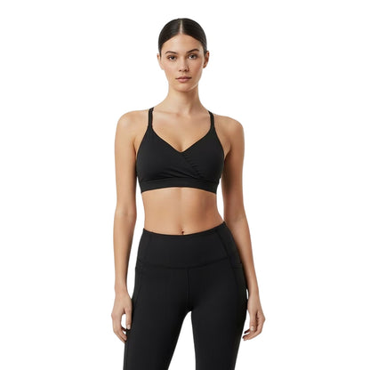 Black - Side - USA Womens-Ladies Nylon Lightweight Sports Bra