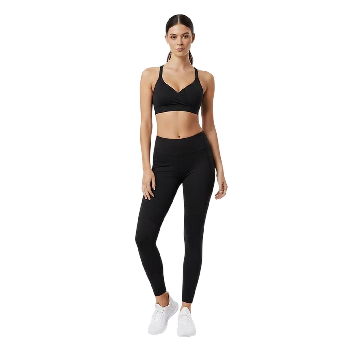 Black - Pack Shot - USA Womens-Ladies Nylon Lightweight Sports Bra