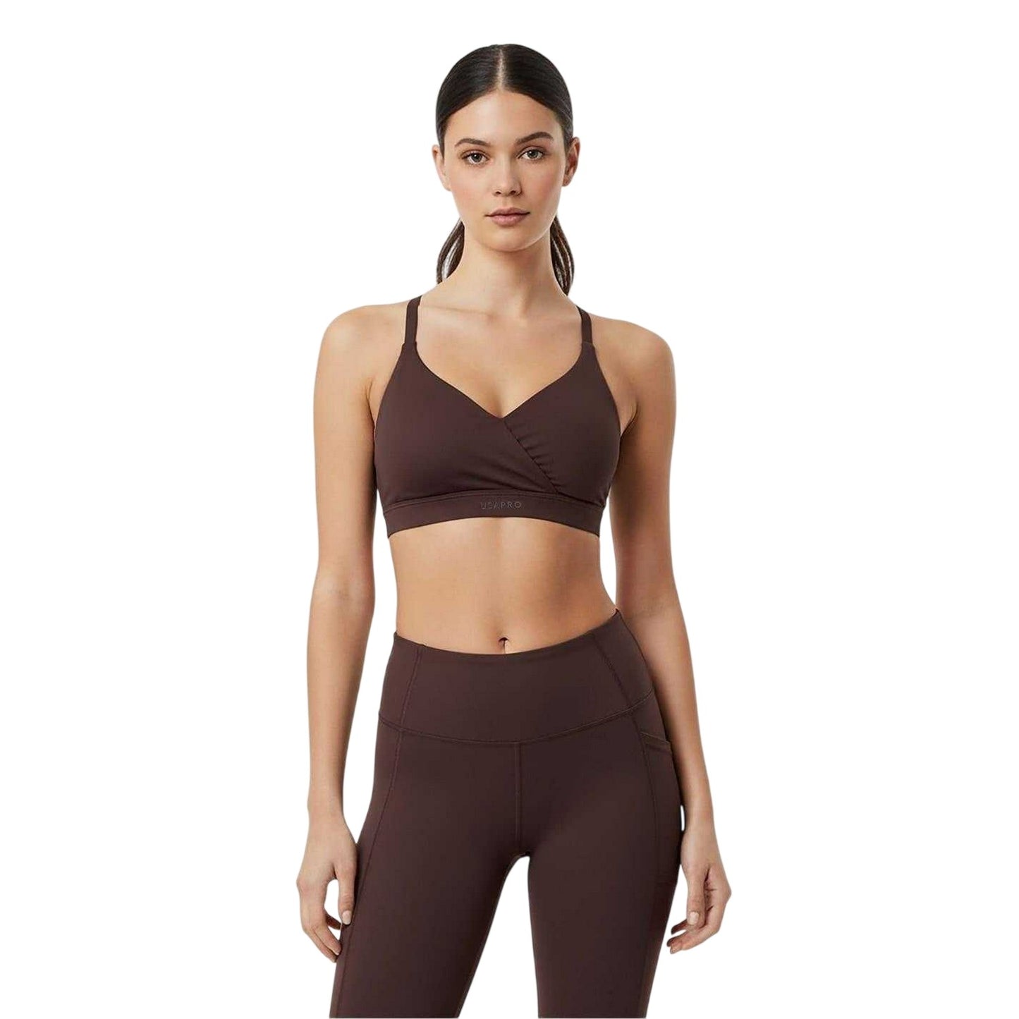 Espresso - Side - USA Womens-Ladies Nylon Lightweight Sports Bra