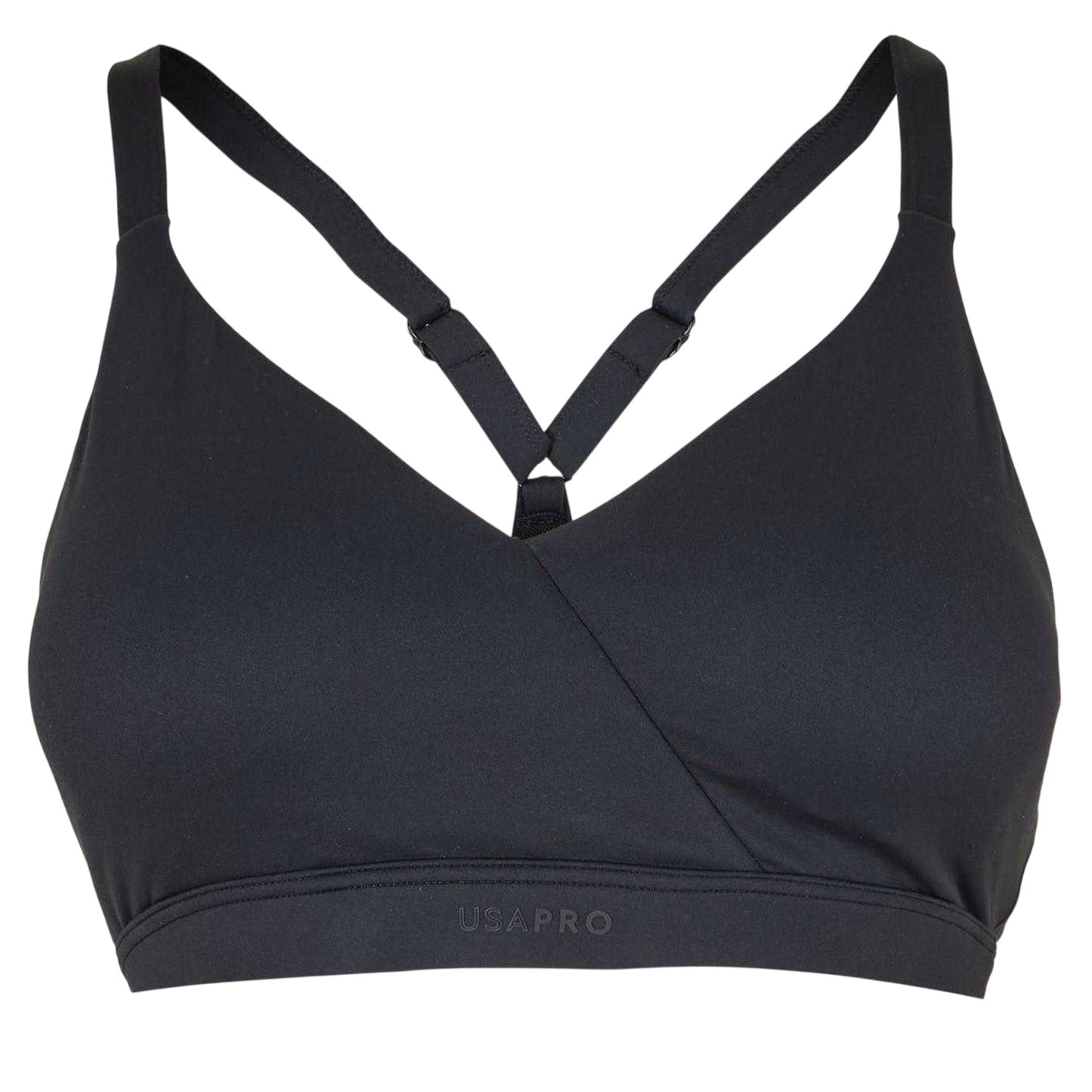 Black - Front - USA Womens-Ladies Nylon Lightweight Sports Bra