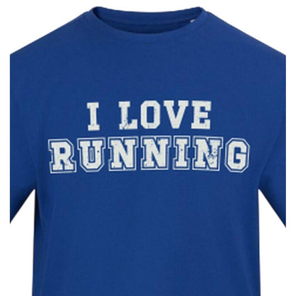 Blue - Back - AWD Unisex Adult I Love Running Cotton T-Shirt