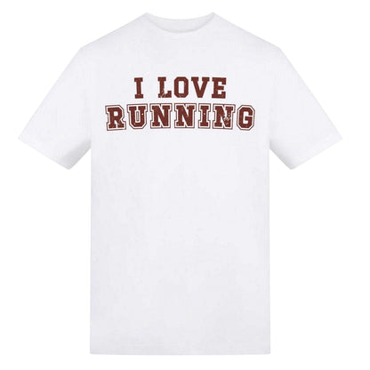 White - Front - AWD Unisex Adult I Love Running Cotton T-Shirt