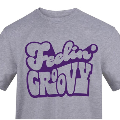Grey - Back - AWD Unisex Adult Feelin Groovy Cotton Blend T-Shirt